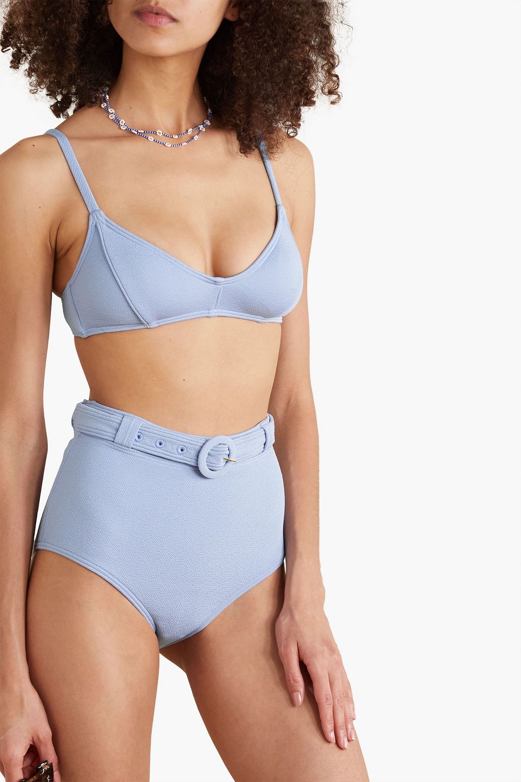 PEONY SWIMWEAR Belted stretch-crepe high-rise bikini briefs