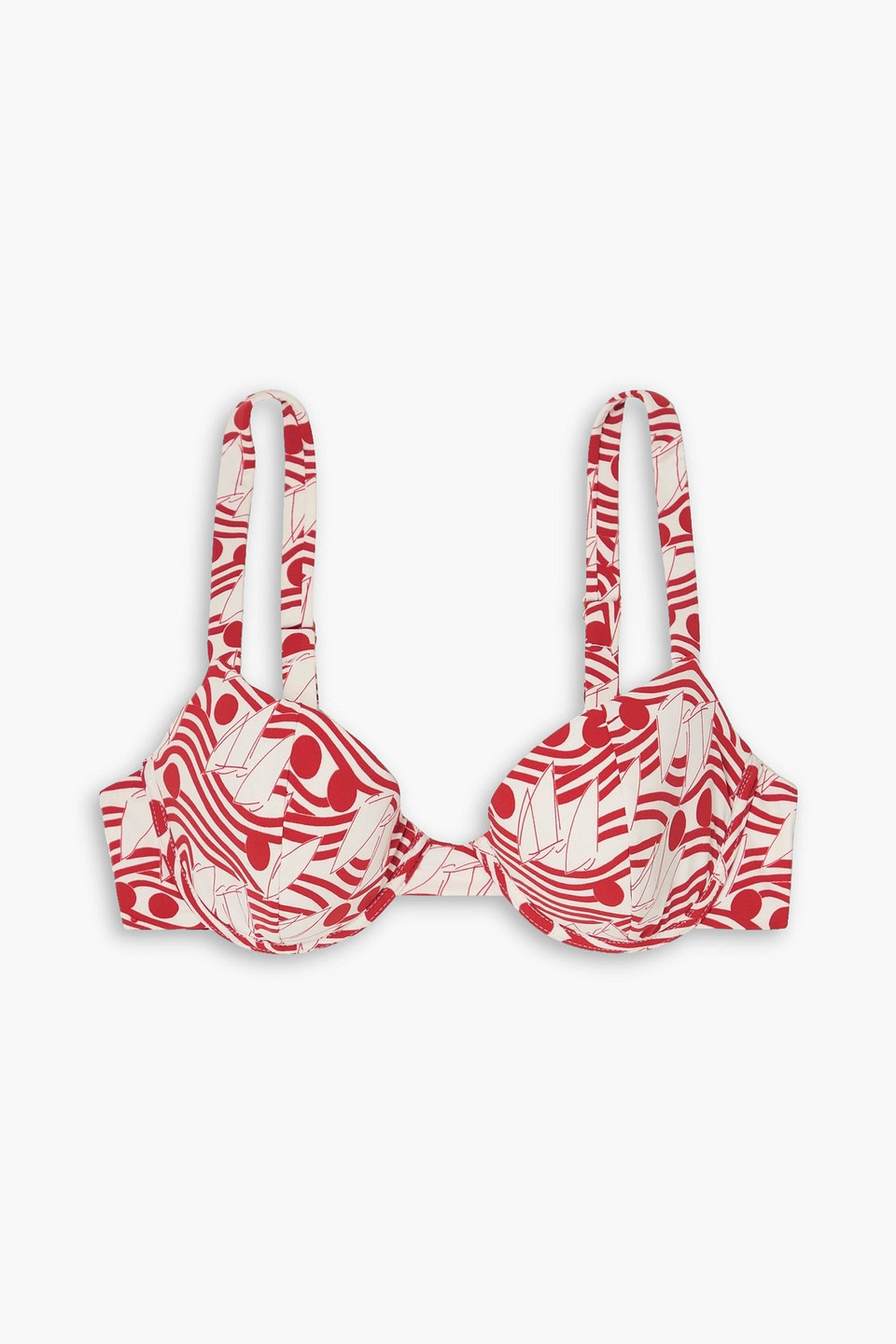 Fisch Bomba Printed Underwired Bikini Top In Red