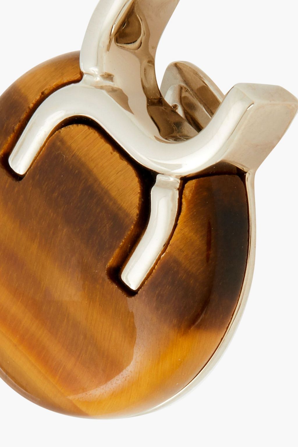 CHLOÉ Silver-tone tiger's eye clip earrings