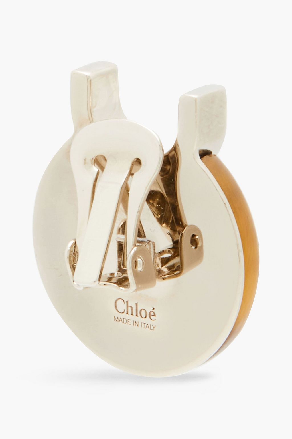 CHLOÉ Silver-tone tiger's eye clip earrings