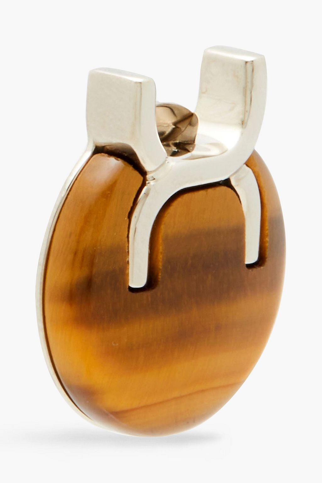 CHLOÉ Silver-tone tiger's eye clip earrings