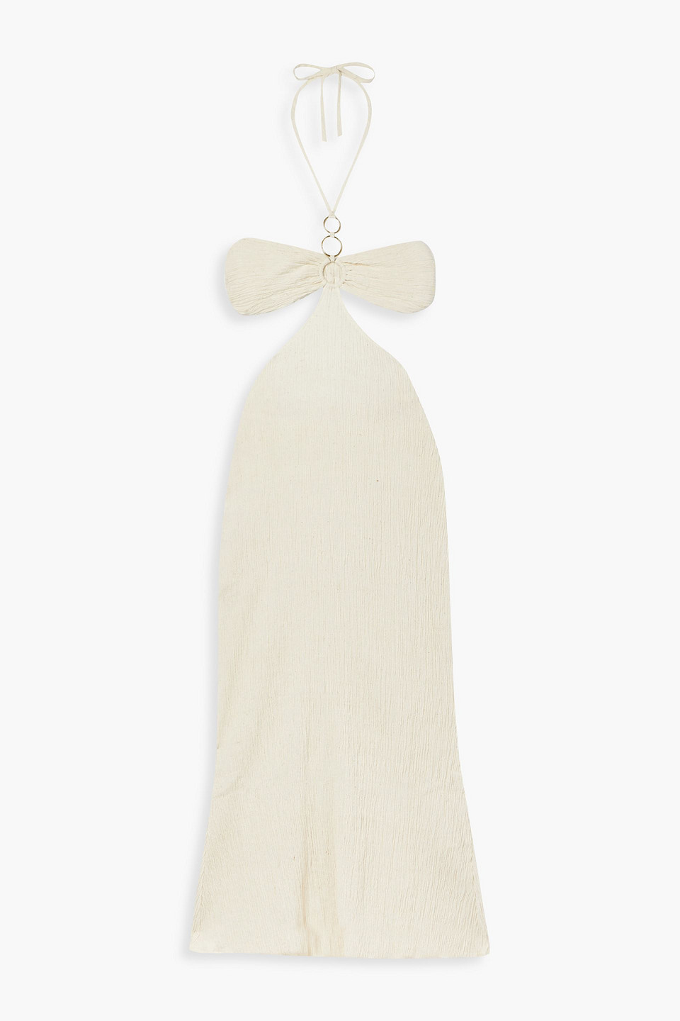 Savannah Morrow Mina Cutout Crinkled Cotton-gauze Halterneck Maxi Dress In Cream