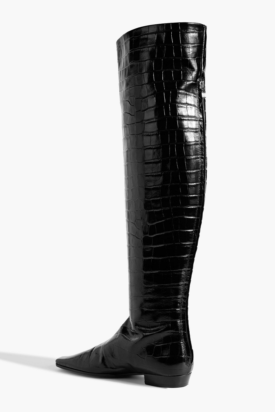 Totême Crocodile-effect Leather Over-the-knee Boots In Black