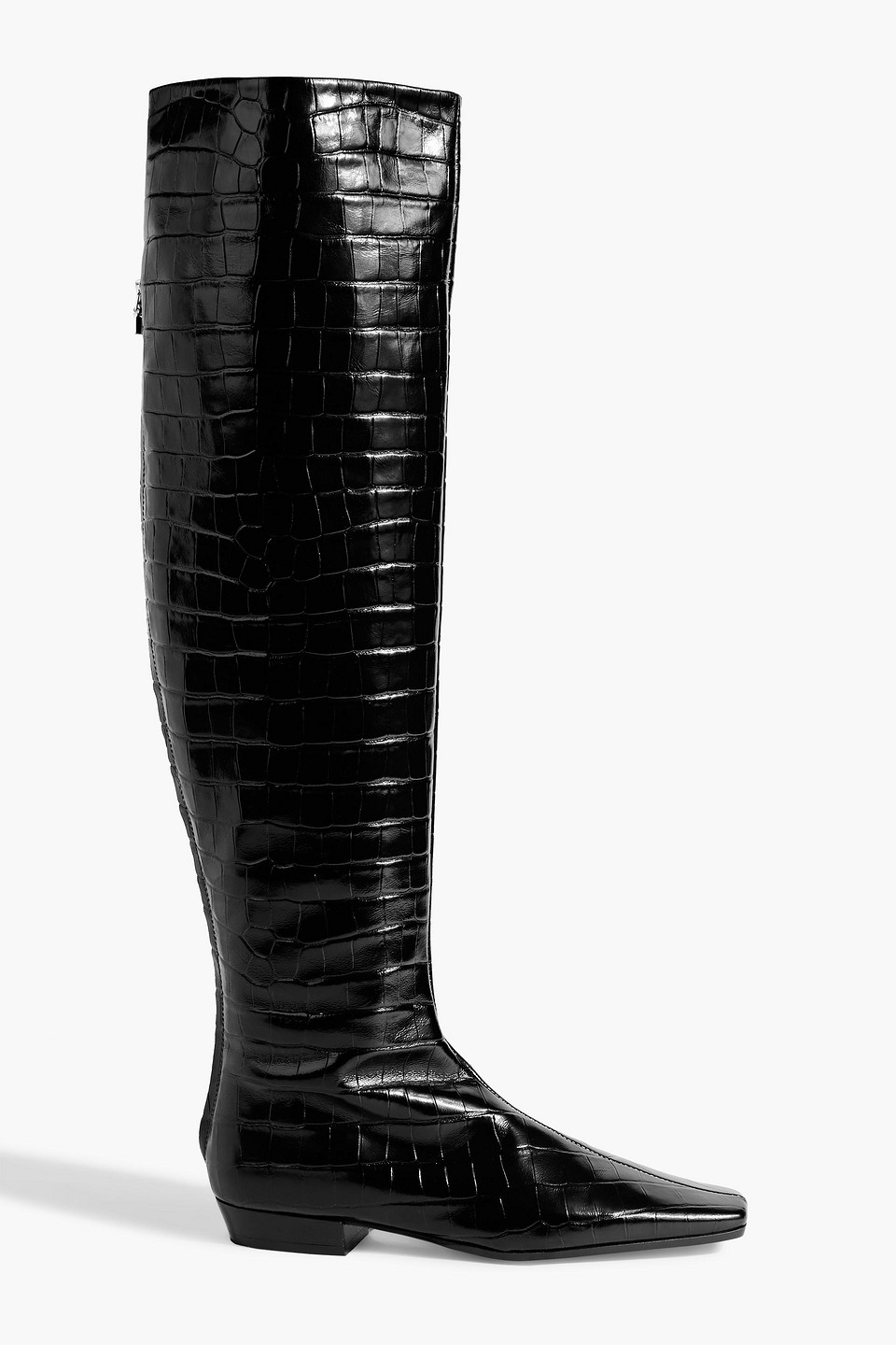 Totême - Croc-effect leather over-the-knee boots - Black - EU 36