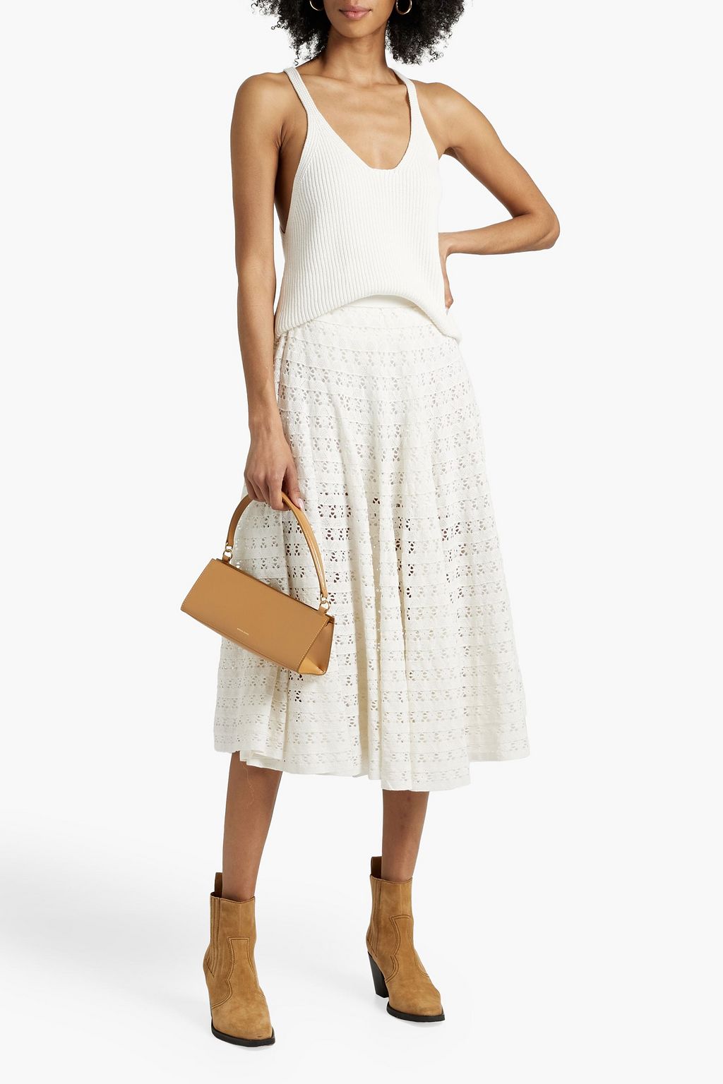 LOVESHACKFANCY Mardi crocheted cotton midi skirt THE