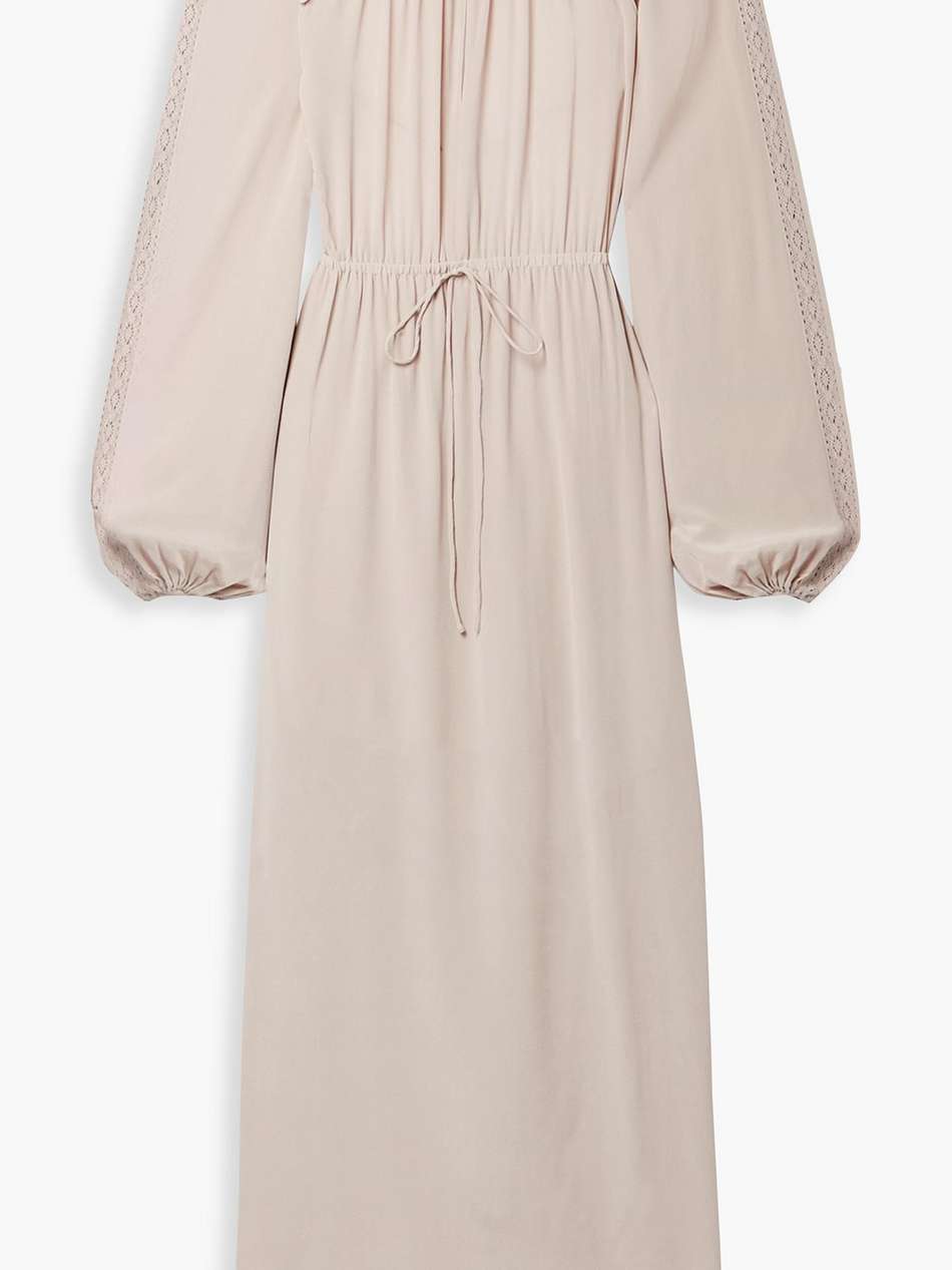 lois crochet-trimmed silk-chiffon maxi dress