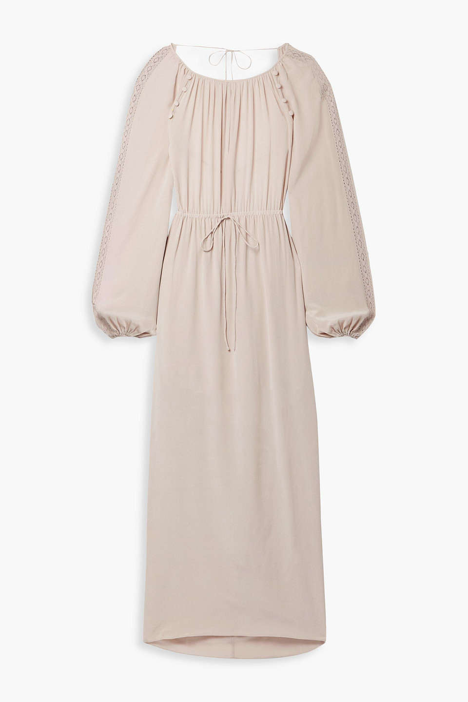 JOSLIN Lois crochet-trimmed silk-chiffon maxi dress