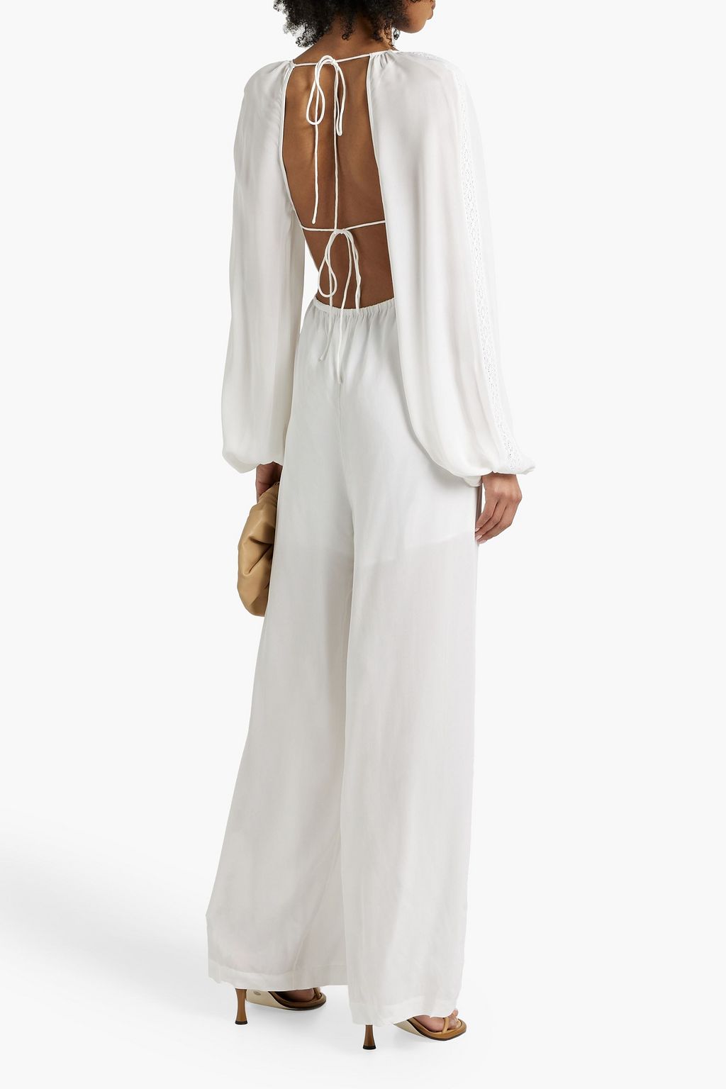 JOSLIN Lois crochet-trimmed silk-chiffon jumpsuit