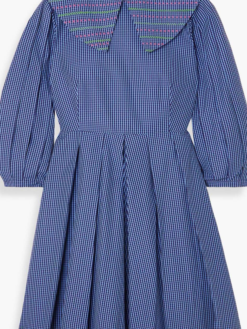 miss toni pleated checked cotton-poplin mini dress