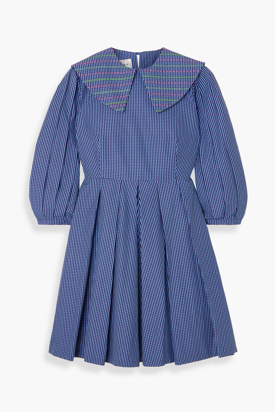 Miss Toni pleated checked cotton-poplin mini dress