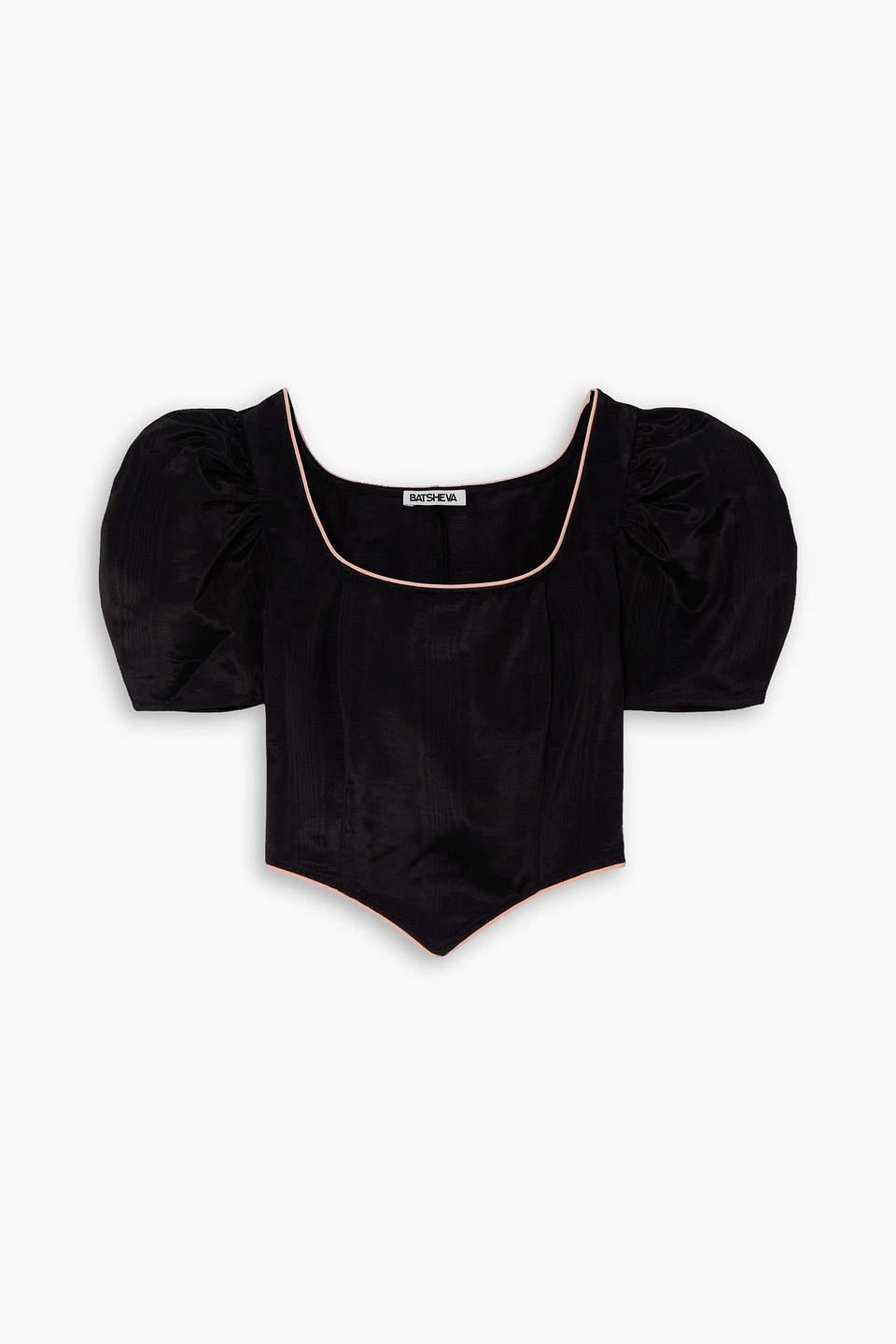 Batsheva Dirndl Moire Blouse In Black