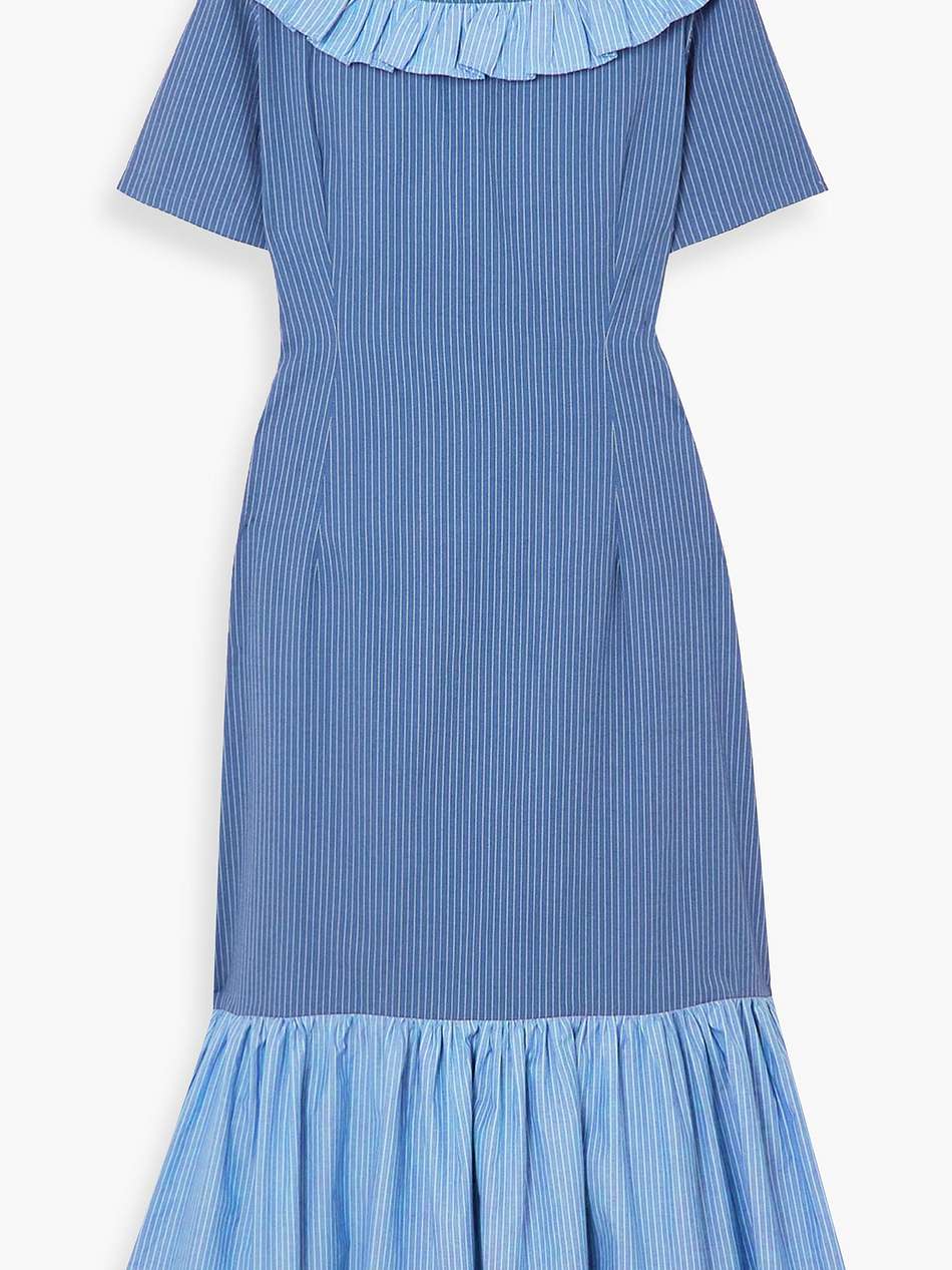 miss gee ruffled pinstriped cotton-poplin maxi dress