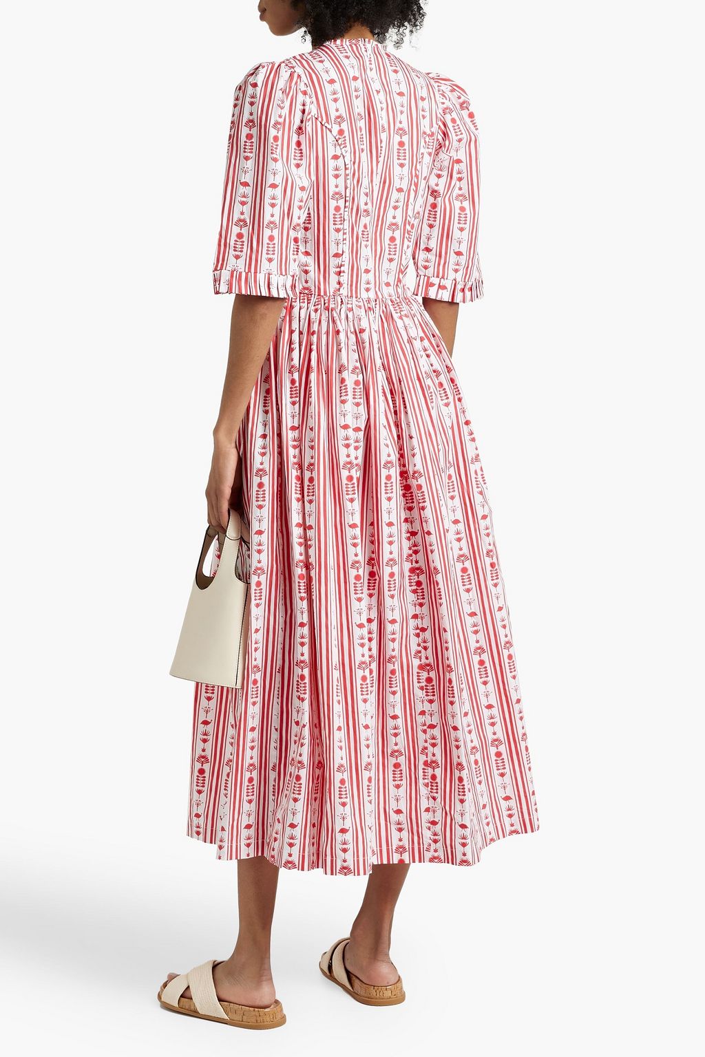 SINDISO KHUMALO Gathered printed cotton-poplin midi dress