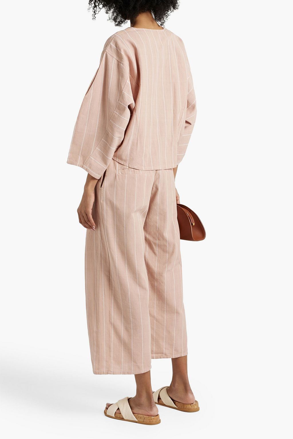 SINDISO KHUMALO Dolly cropped striped cotton wide-leg pants