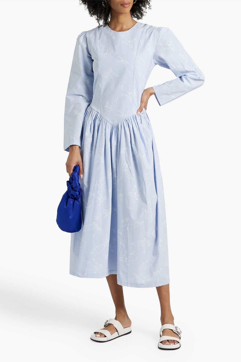 SINDISO KHUMALO Miss Lucie gathered printed cotton midi dress