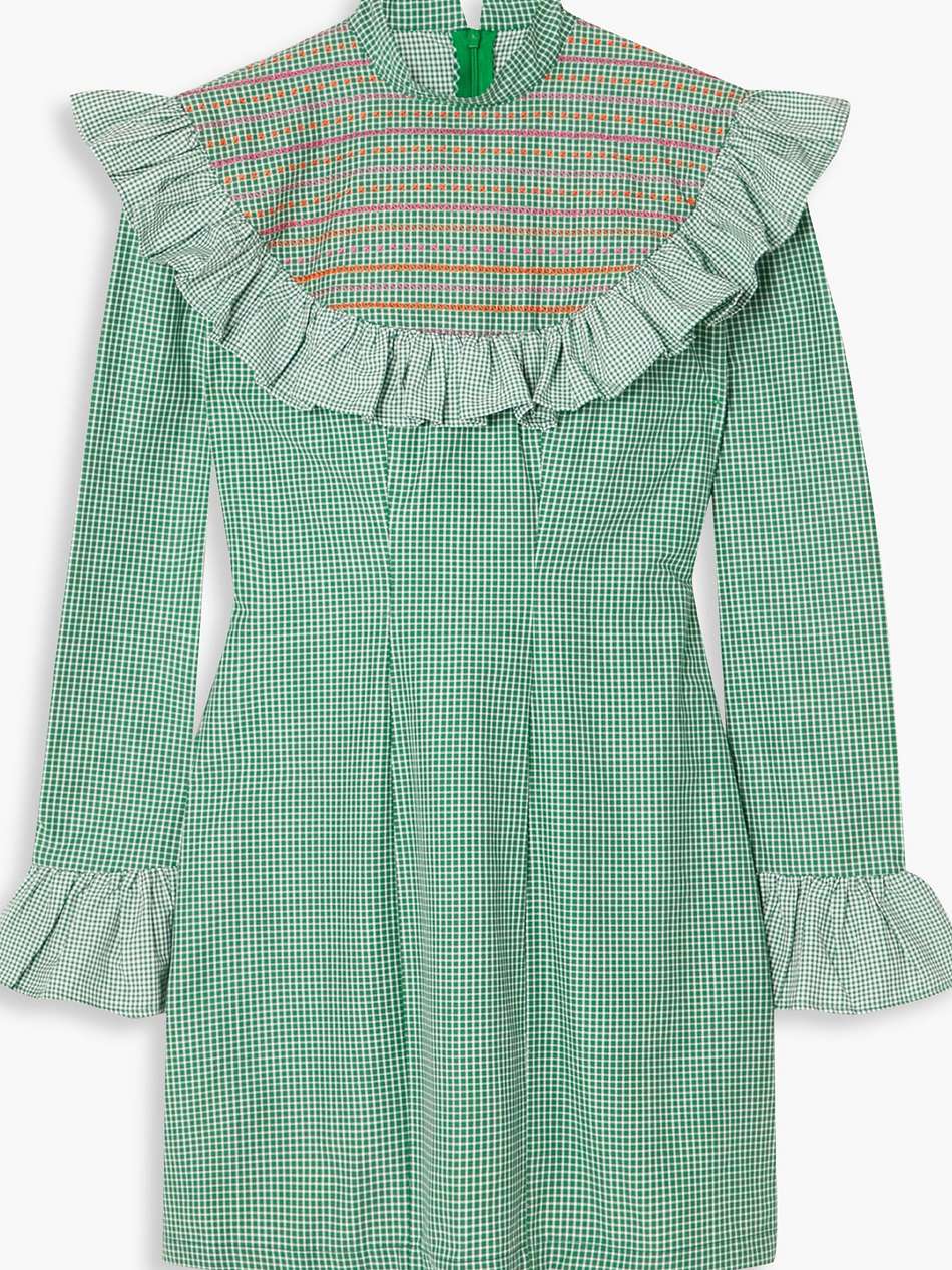 miss swati ruffled checked cotton mini dress