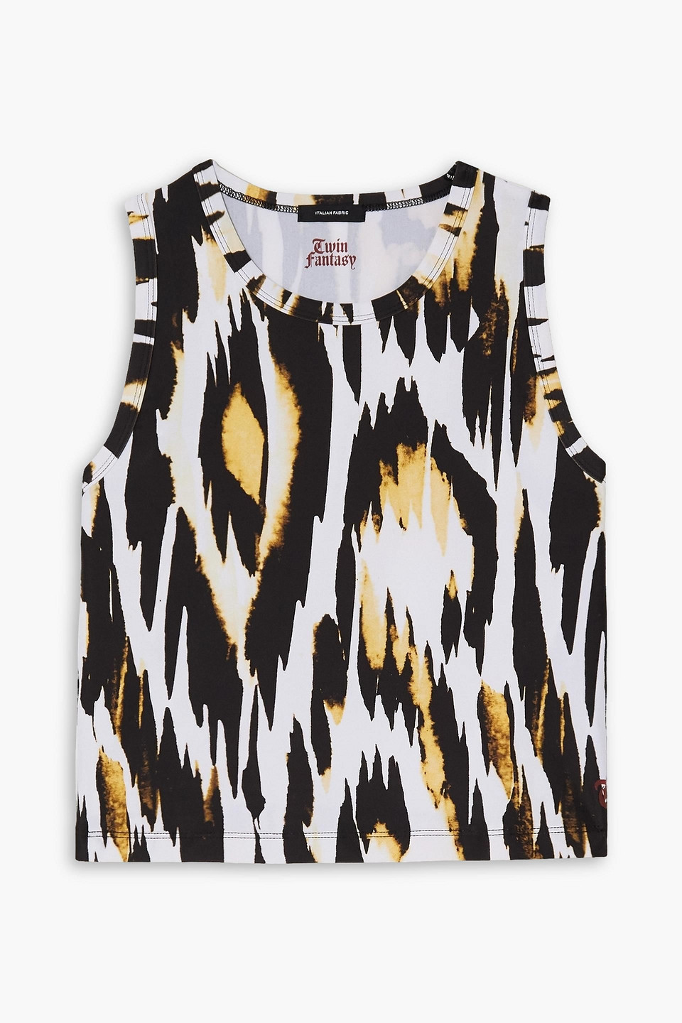 Cropped printed stretch tank