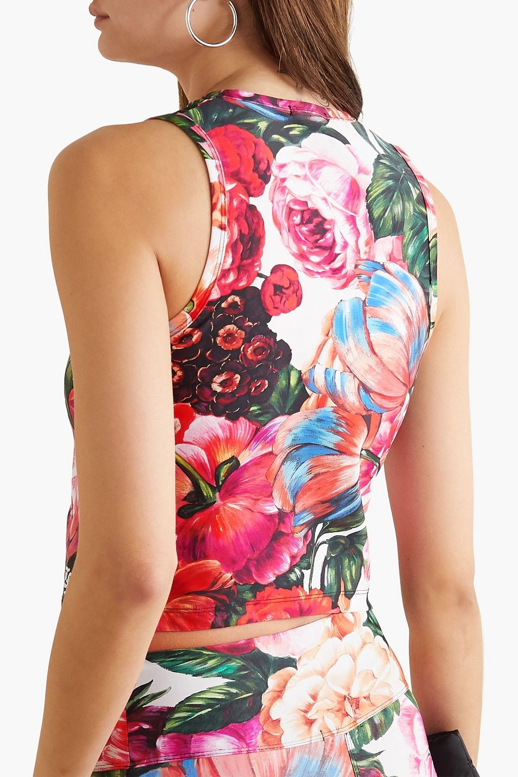 TWIN FANTASY Cropped tiger-print stretch tank