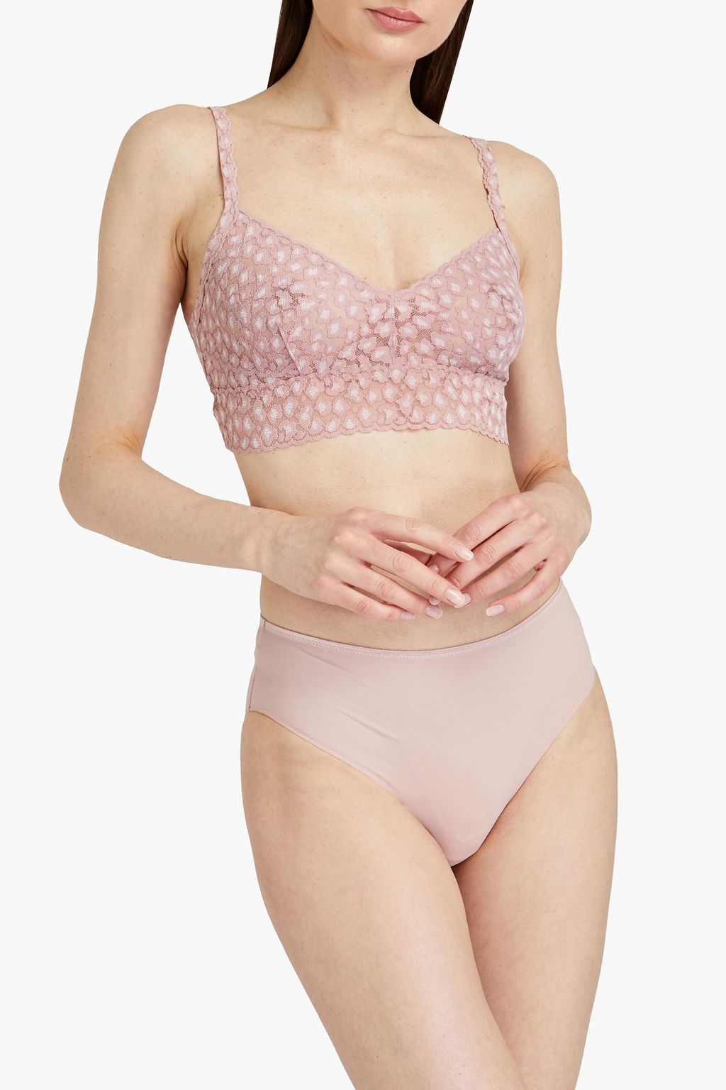 HANKY PANKY 레오파드 프린트 스트레치 레이스 소프트컵 브라
