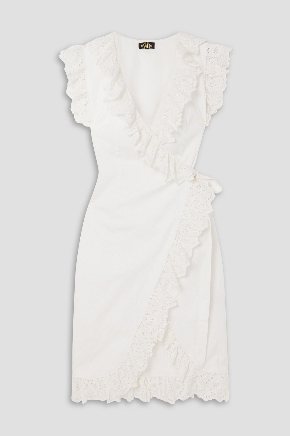 Cadaques ruffled broderie anglaise cotton wrap dress