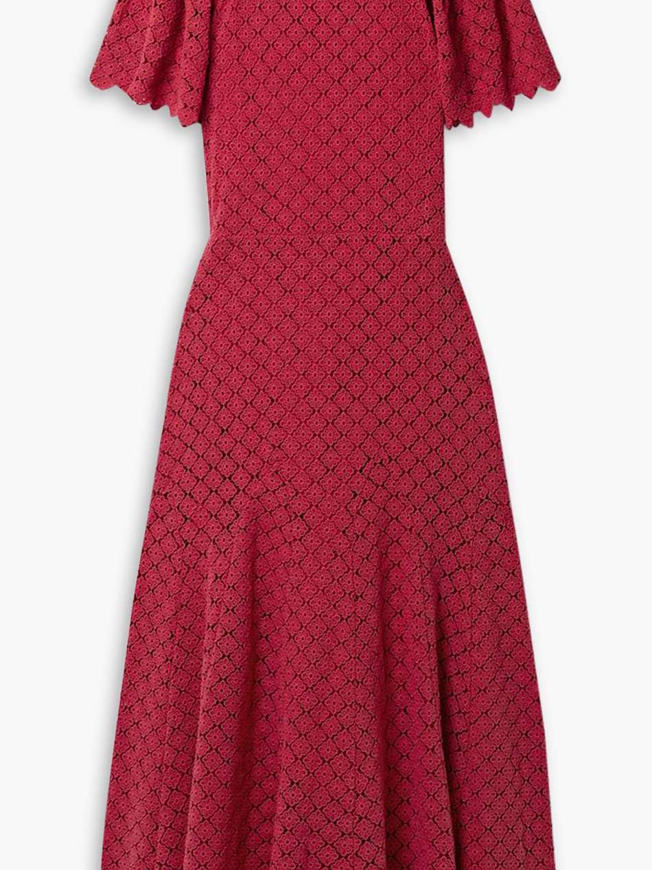 the harmony cotton-guipure lace midi dress