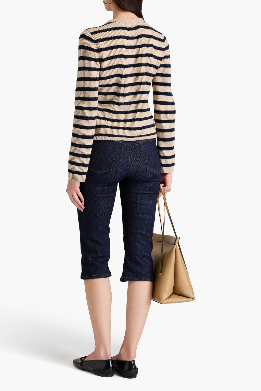 RAG & BONE リブ編み メリノウール混 カーディガン ストライプ