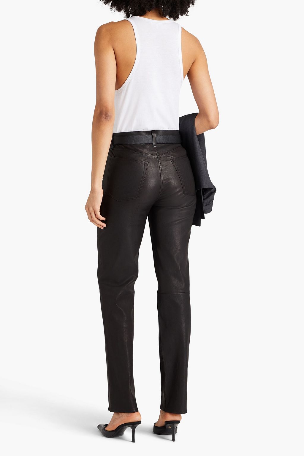 RAG & BONE 가죽 스트레이트 레그 팬츠