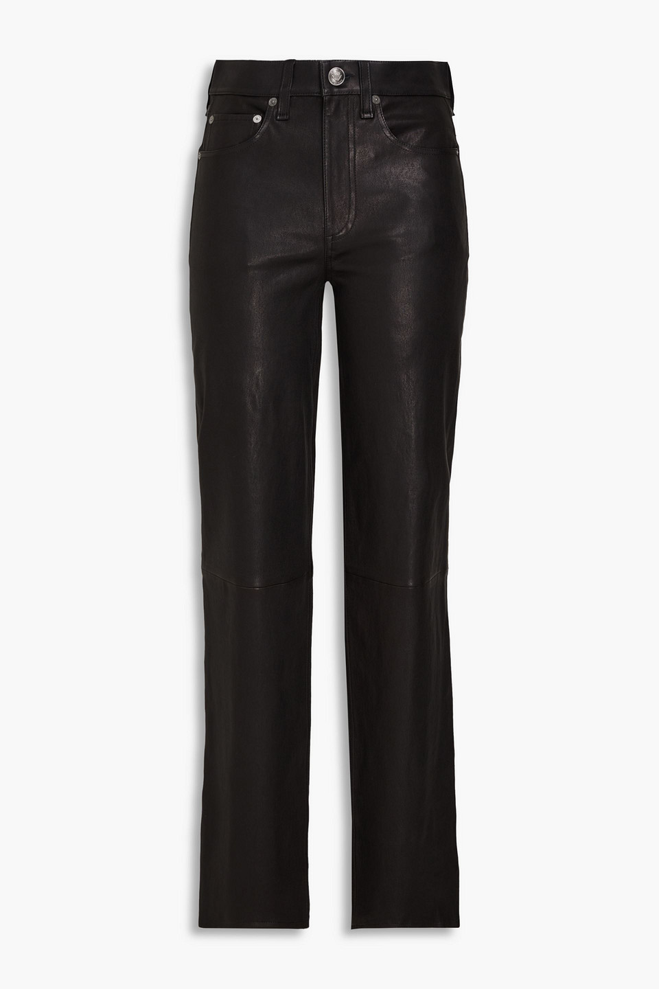 Rag & Bone Harlow Paneled Leather Straight-leg Pants In Black
