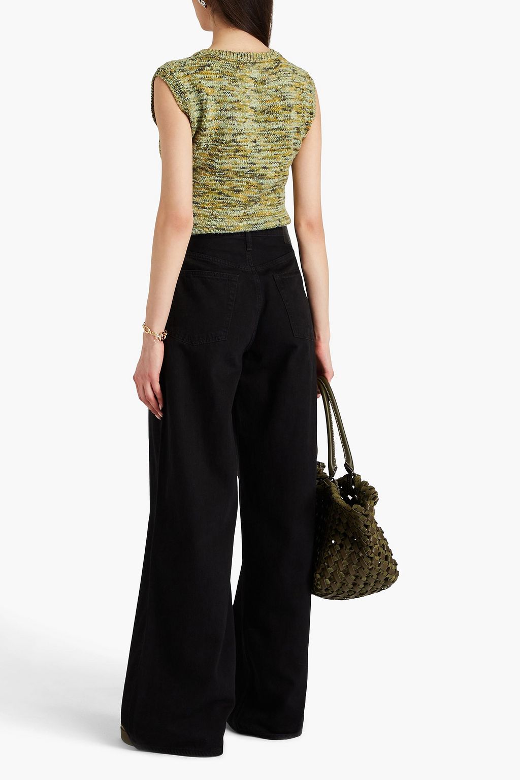 RAG & BONE بنطال جينز بأرجل واسعة وبخصر مرتفع