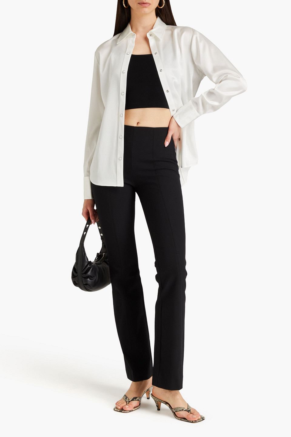 Rag & Bone Simone Stretch-cotton Twill Flared Pants In Black