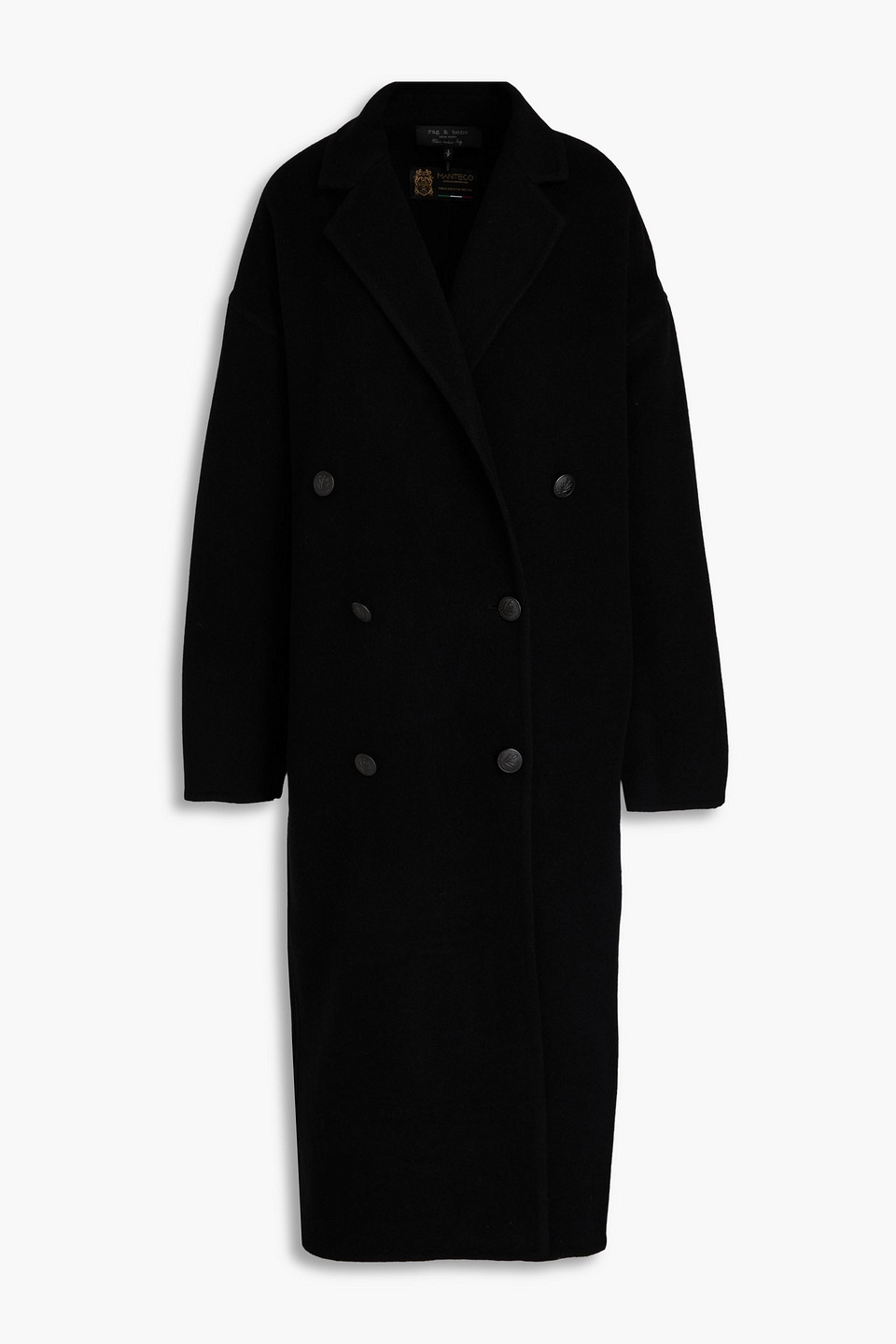 Rag & Bone Thea Double-breasted Brushed Wool-blend Felt Coat In Black