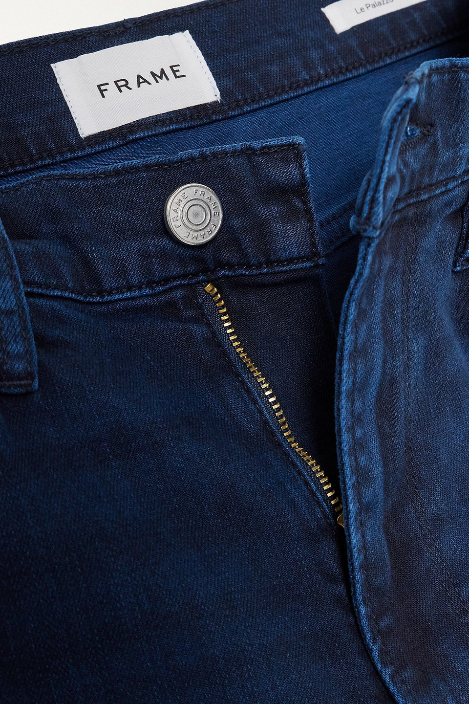 Shop Frame Le Palazzo High-rise Wide-leg Jeans In Dark Denim