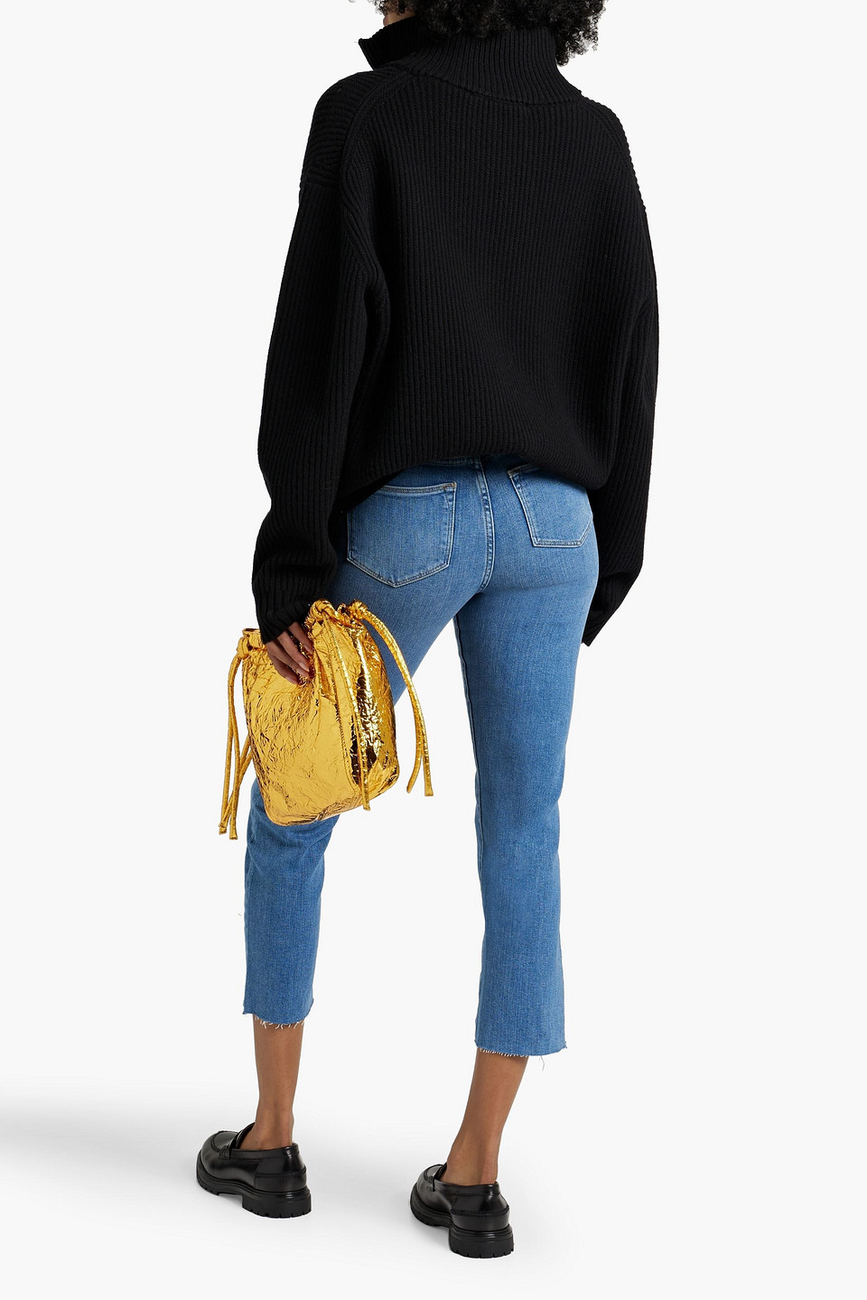 Shop Frame Le Super High Cropped High-rise Straight-leg Jeans In Mid Denim