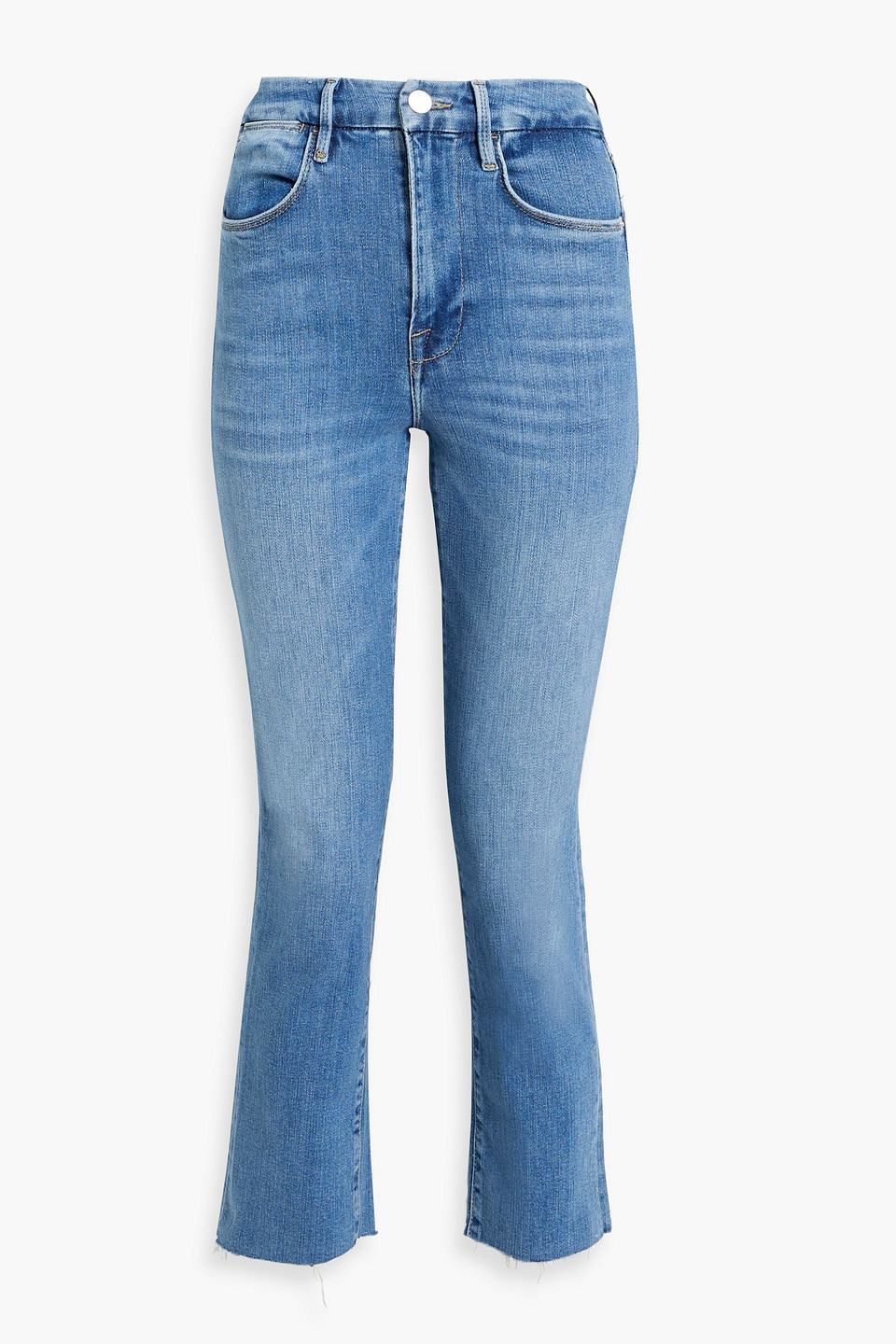 Frame Le Super High Cropped High-rise Straight-leg Jeans In Mid Denim