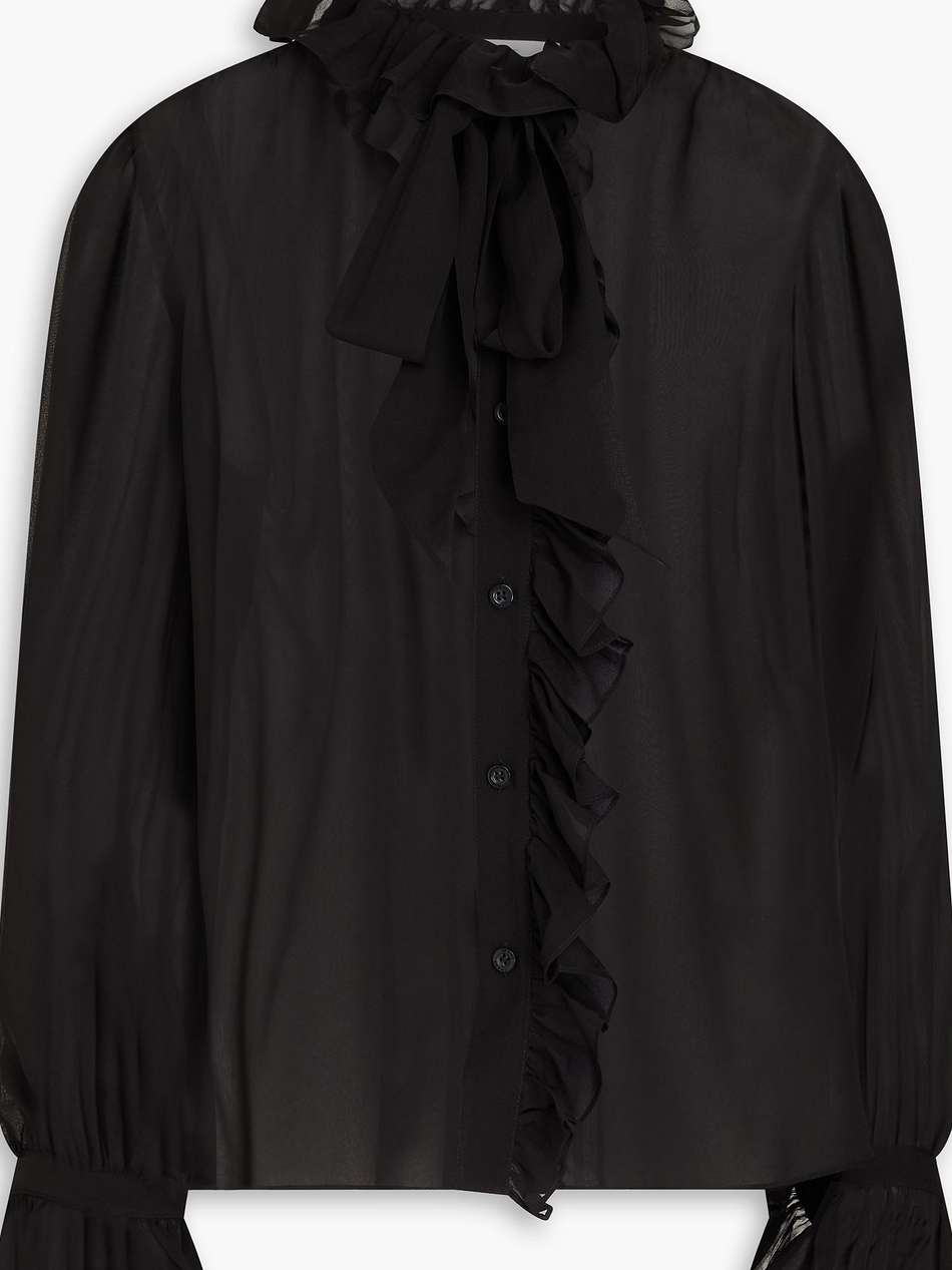 ruffled pussy-bow silk-chiffon blouse