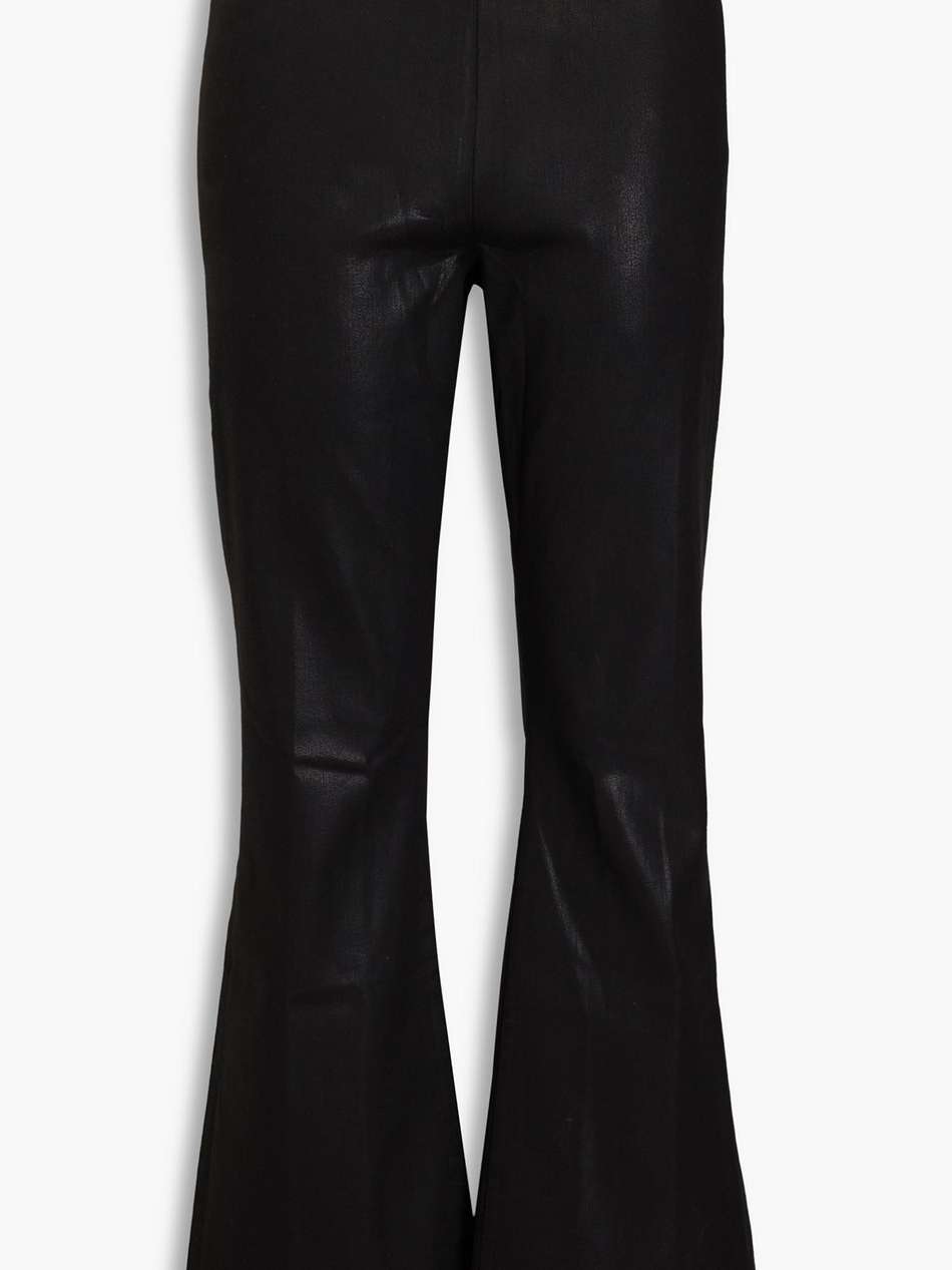 coated denim flared pants