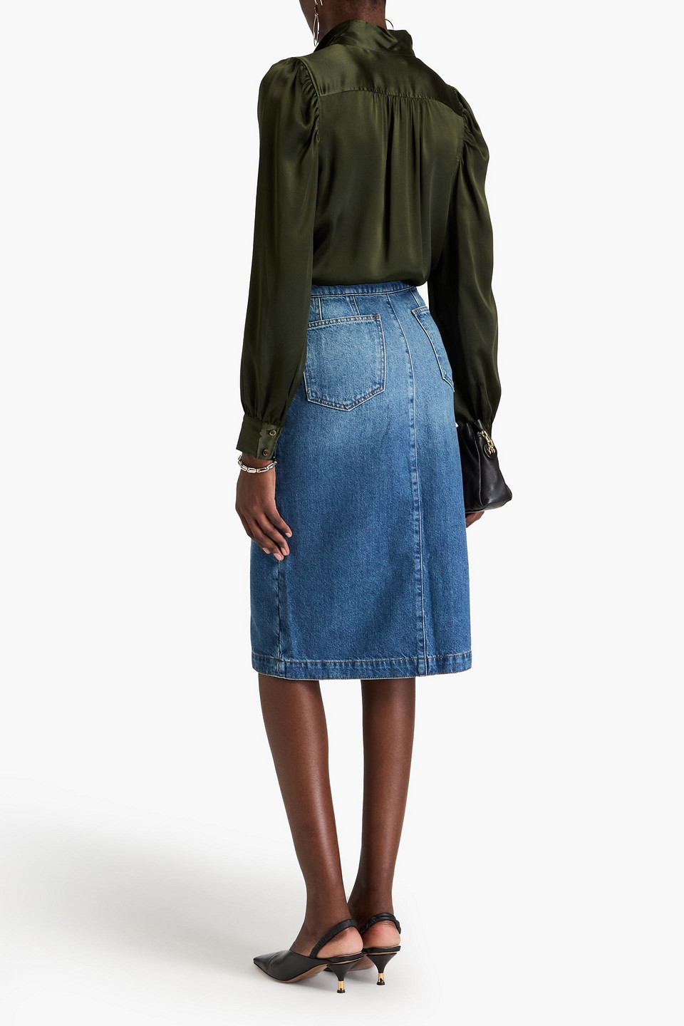 Frame Gillian Silk-satin Shirt In Leaf Green