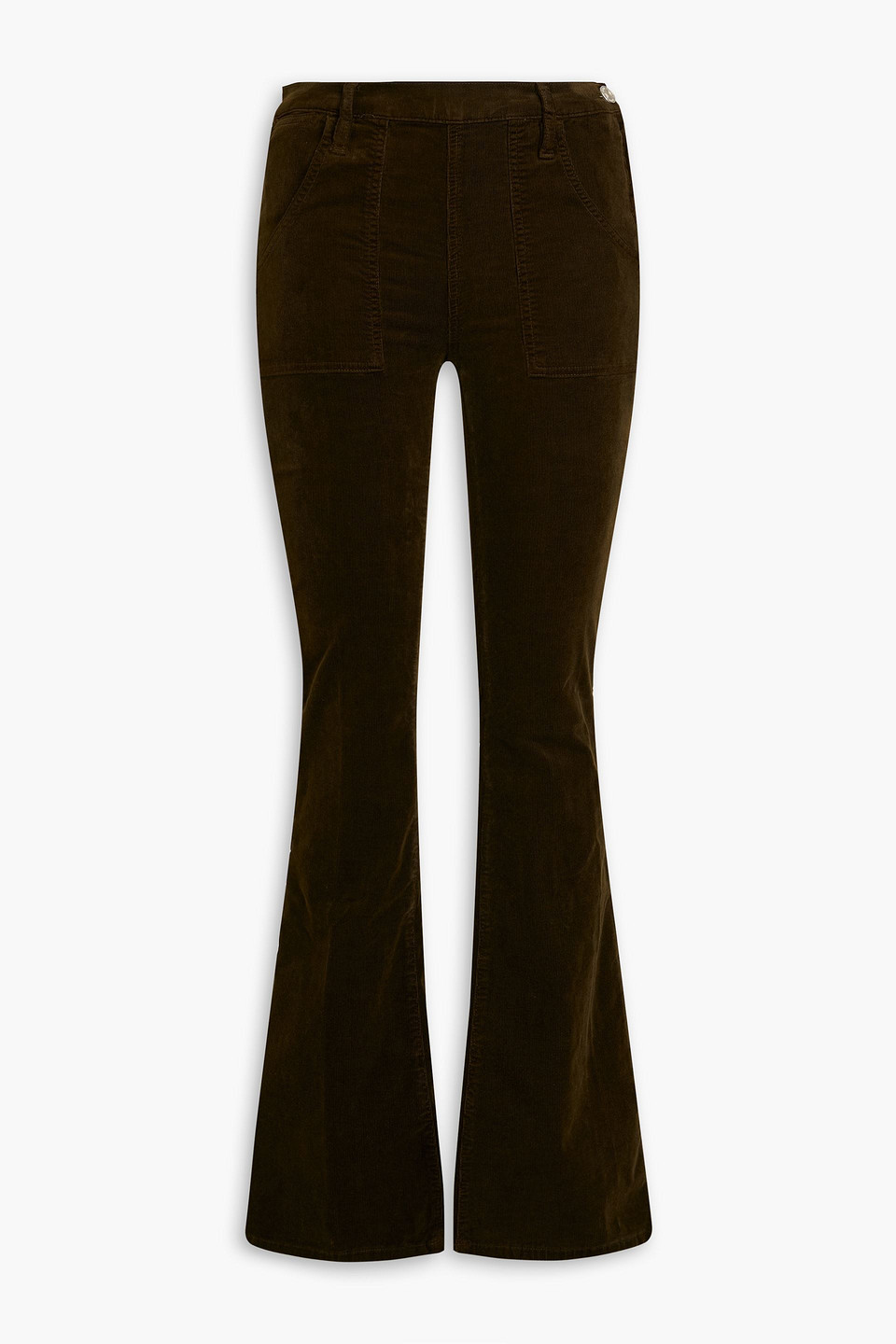 Frame Le Flare De Francoise Cotton-blend Corduroy Flared Trousers In Army Green