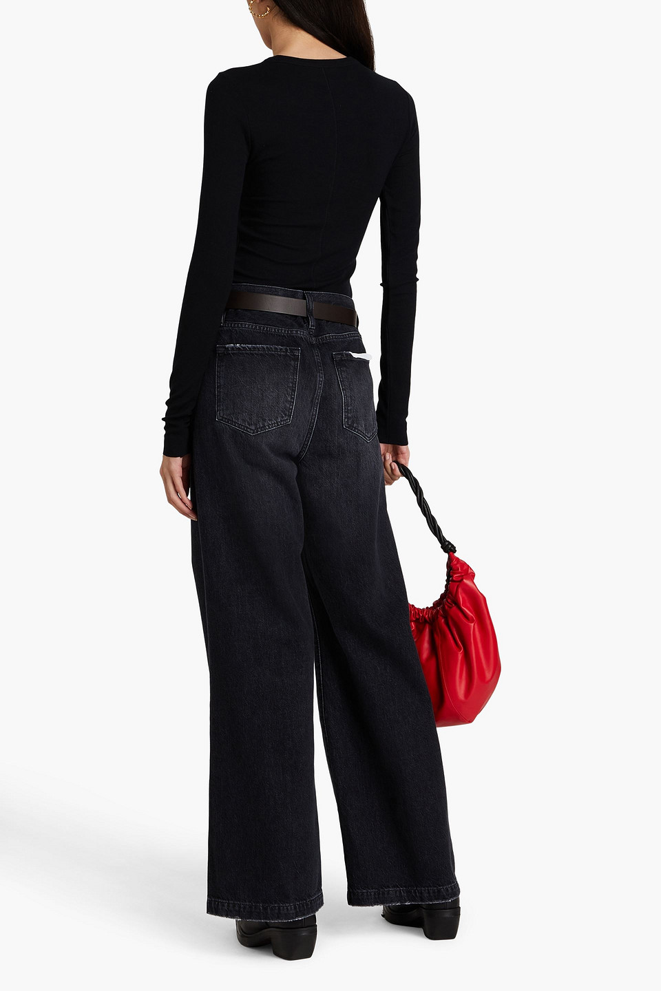 Frame Le Low Inkwell Baggy Wide Leg Jean In Charcoal