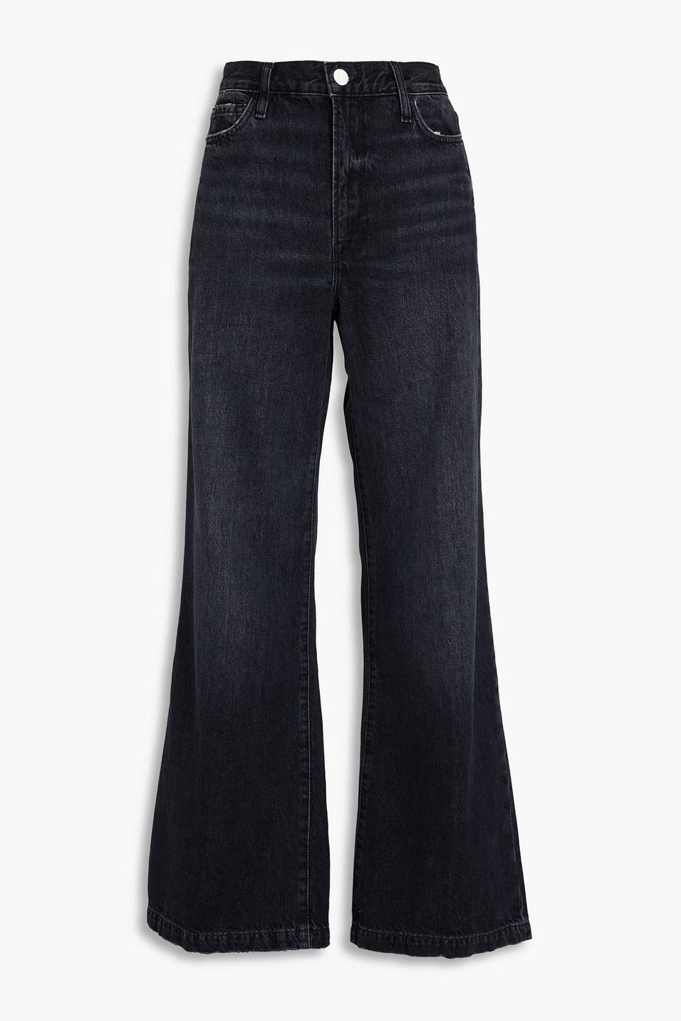 Frame Le Low Baggy Wide Leg Trimmed Jeans Pants In Charcoal