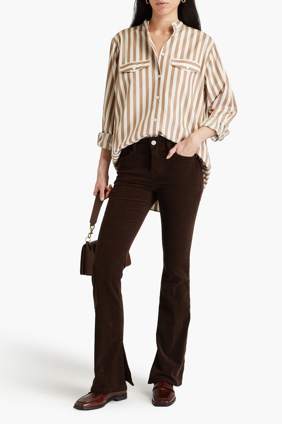 FRAME LE MINI BOOT SLIT COTTON-BLEND CORDUROY FLARED PANTS