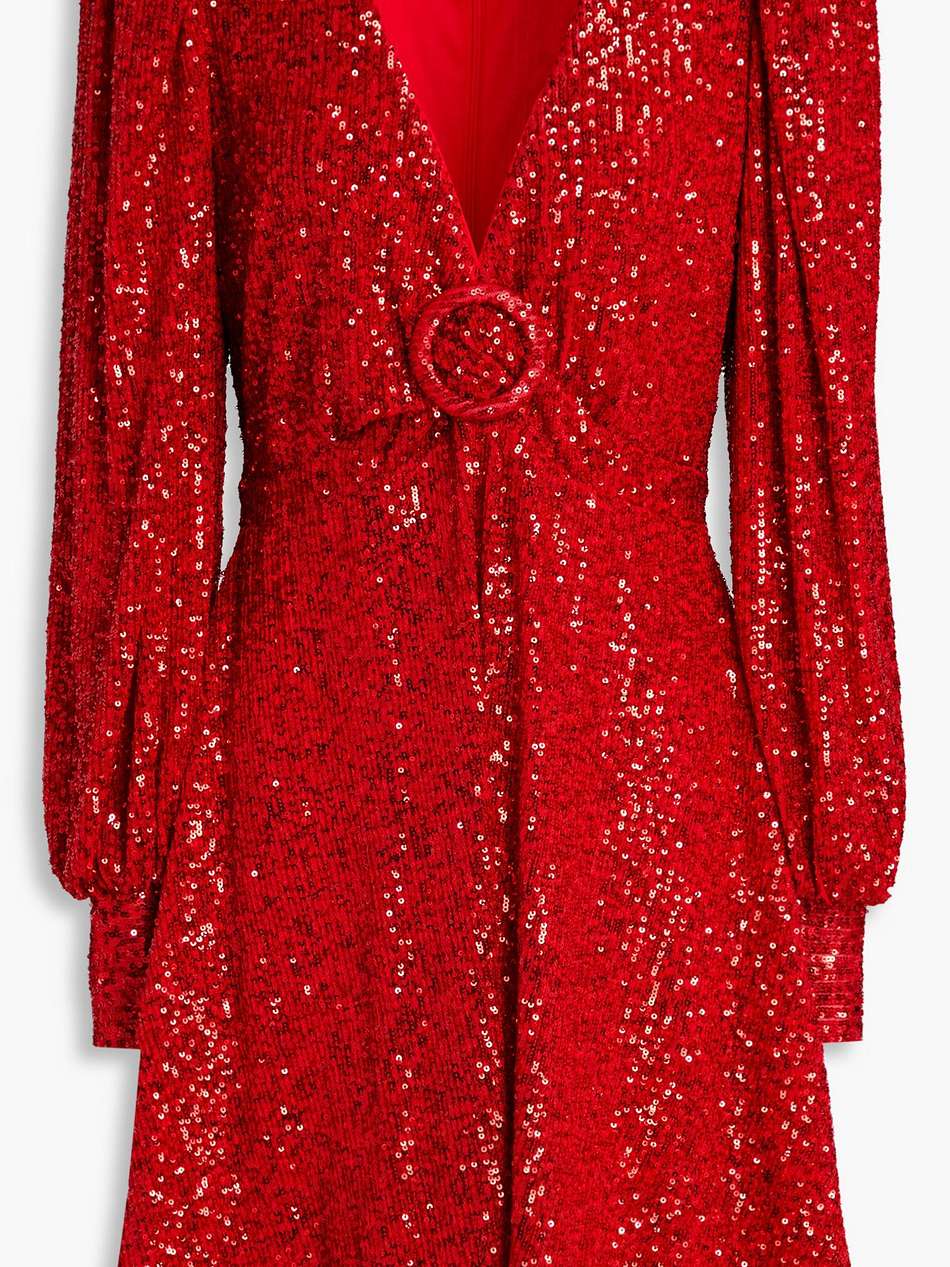 gathered sequined tulle mini dress