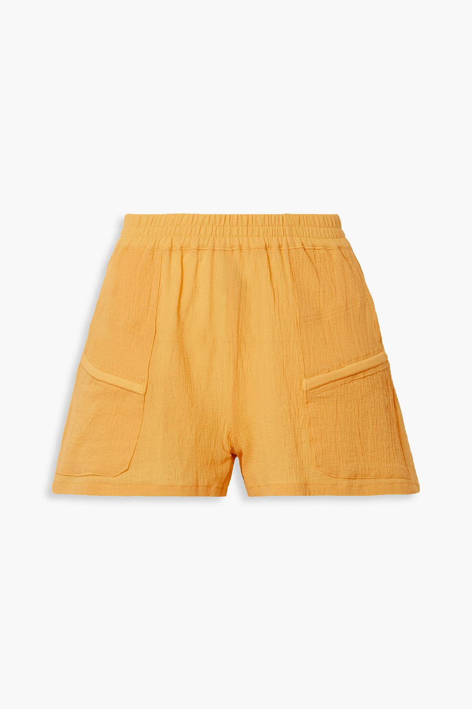 Paradised Prim Cotton-gauze Shorts In Saffron