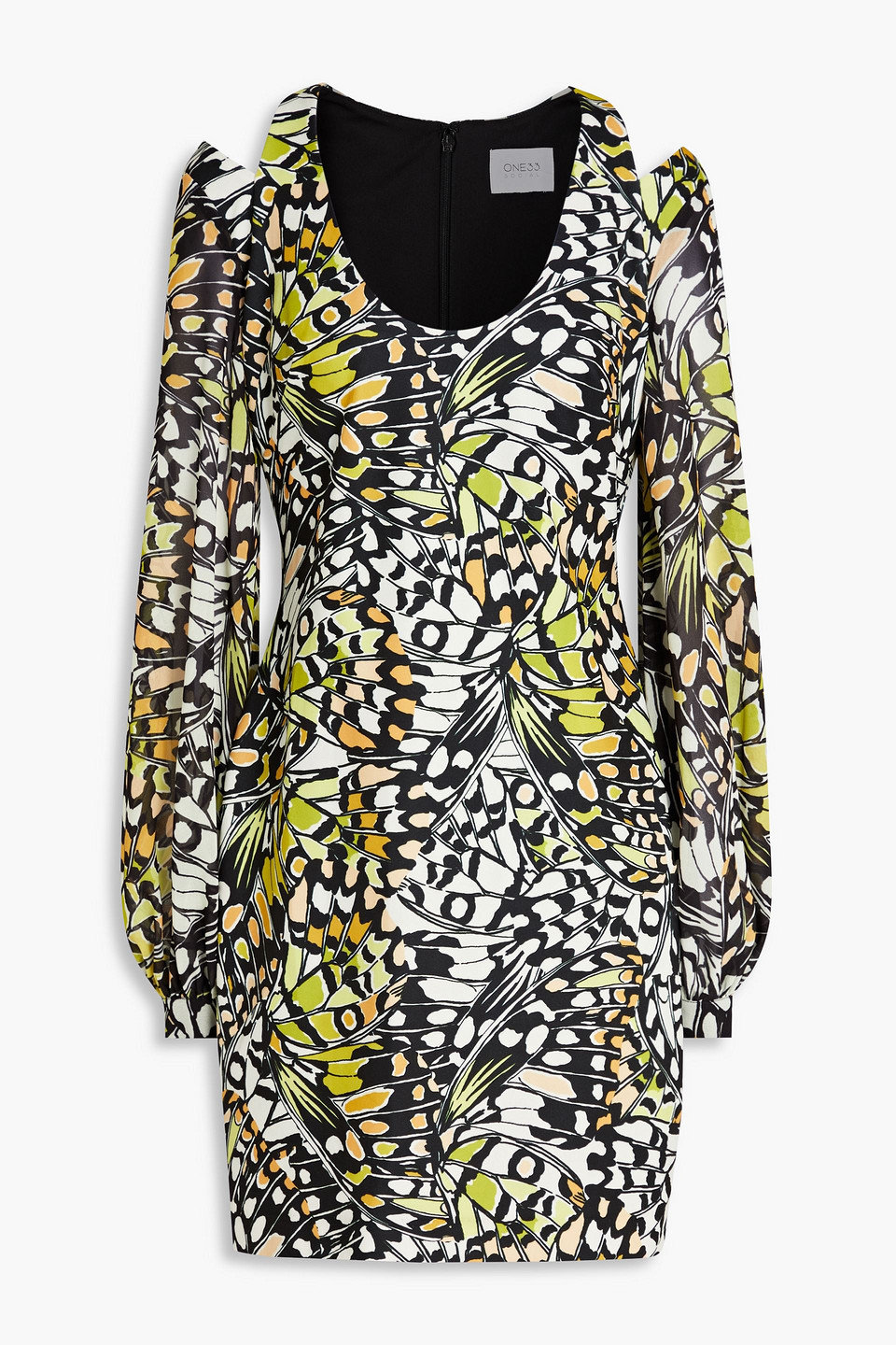 One33 Social Cutout Printed Stretch-jersey Mini Dress In Multicolor