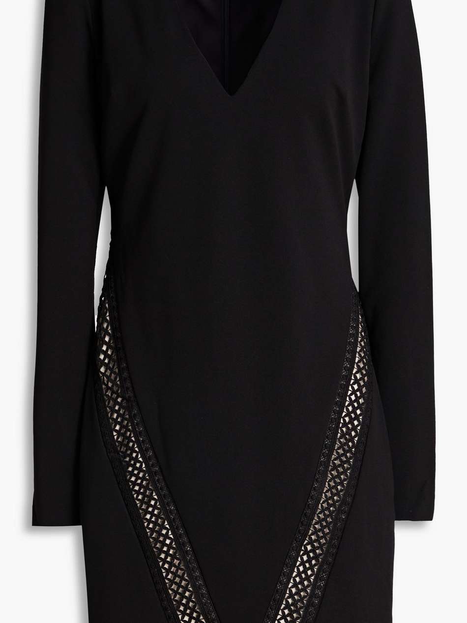crocheted lace-trimmed stretch-jersey mini dress
