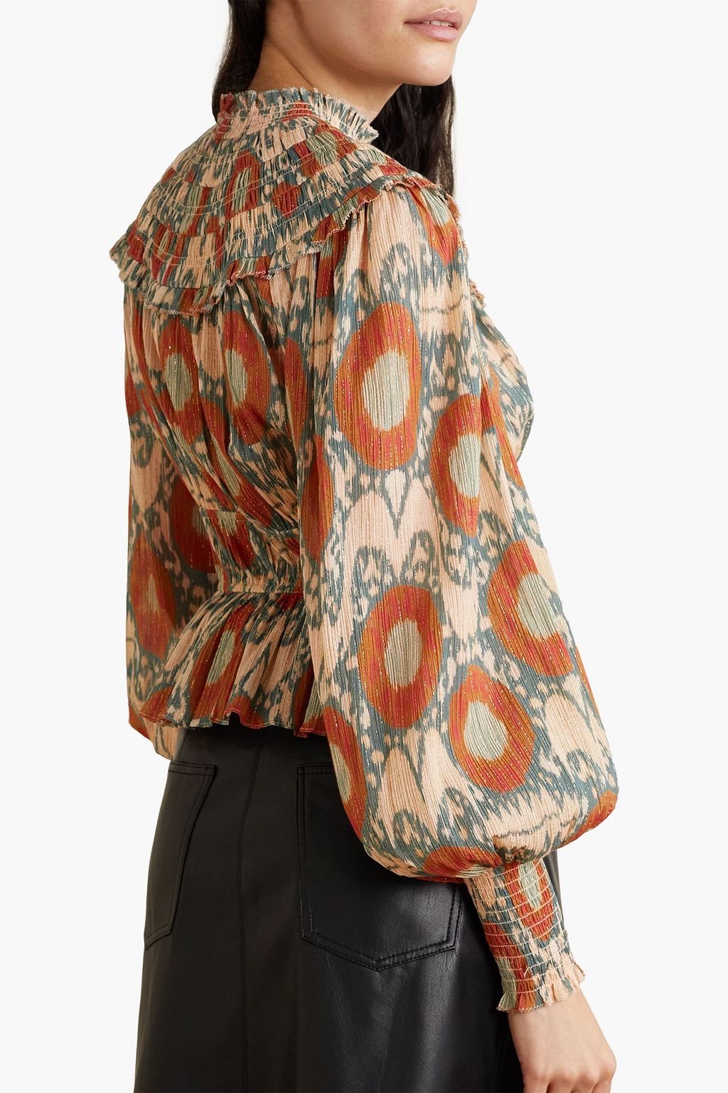 ULLA JOHNSON Noor Bluse aus Krepon aus einer Baumwollmischung mit Print und Fil Coupé