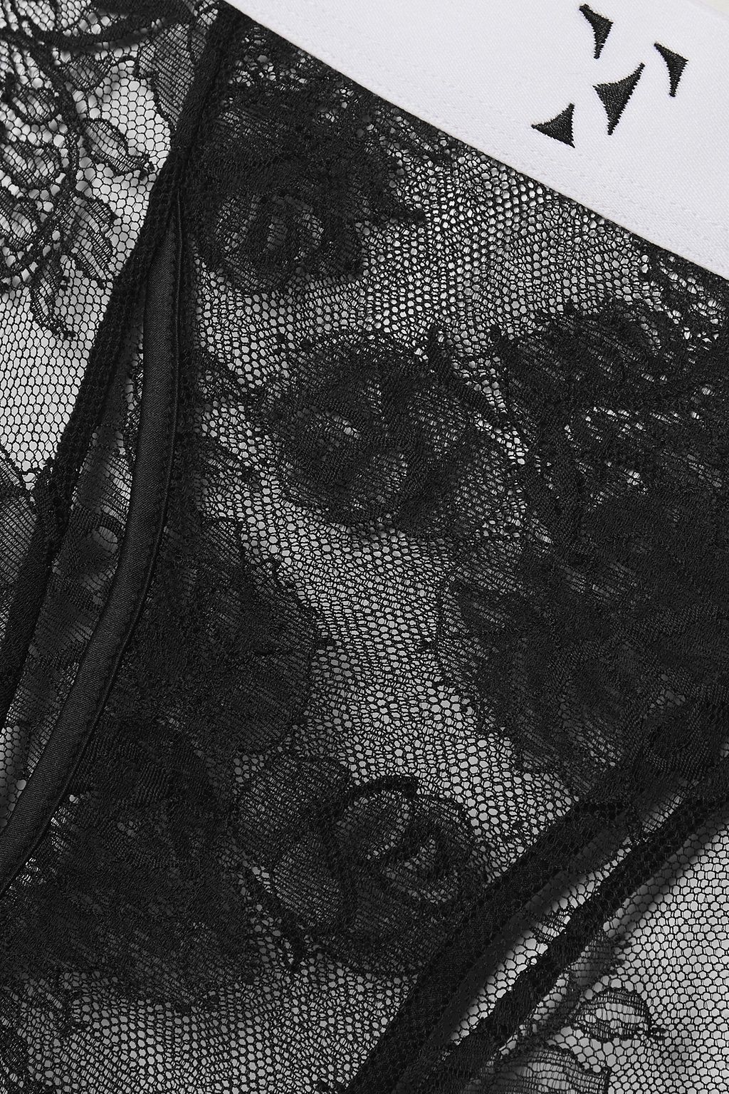 FLEUR DU MAL Bouquet satin-trimmed Leavers lace high-rise briefs