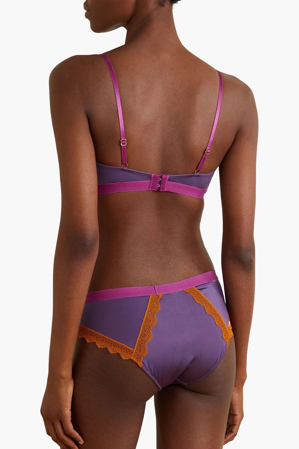 DORA LARSEN Aralie stretch-satin and lace underwired bra