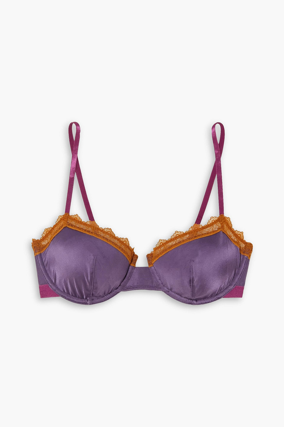 Dora Larsen Aralie Lace Trim Underwire Bra In Dark Purple