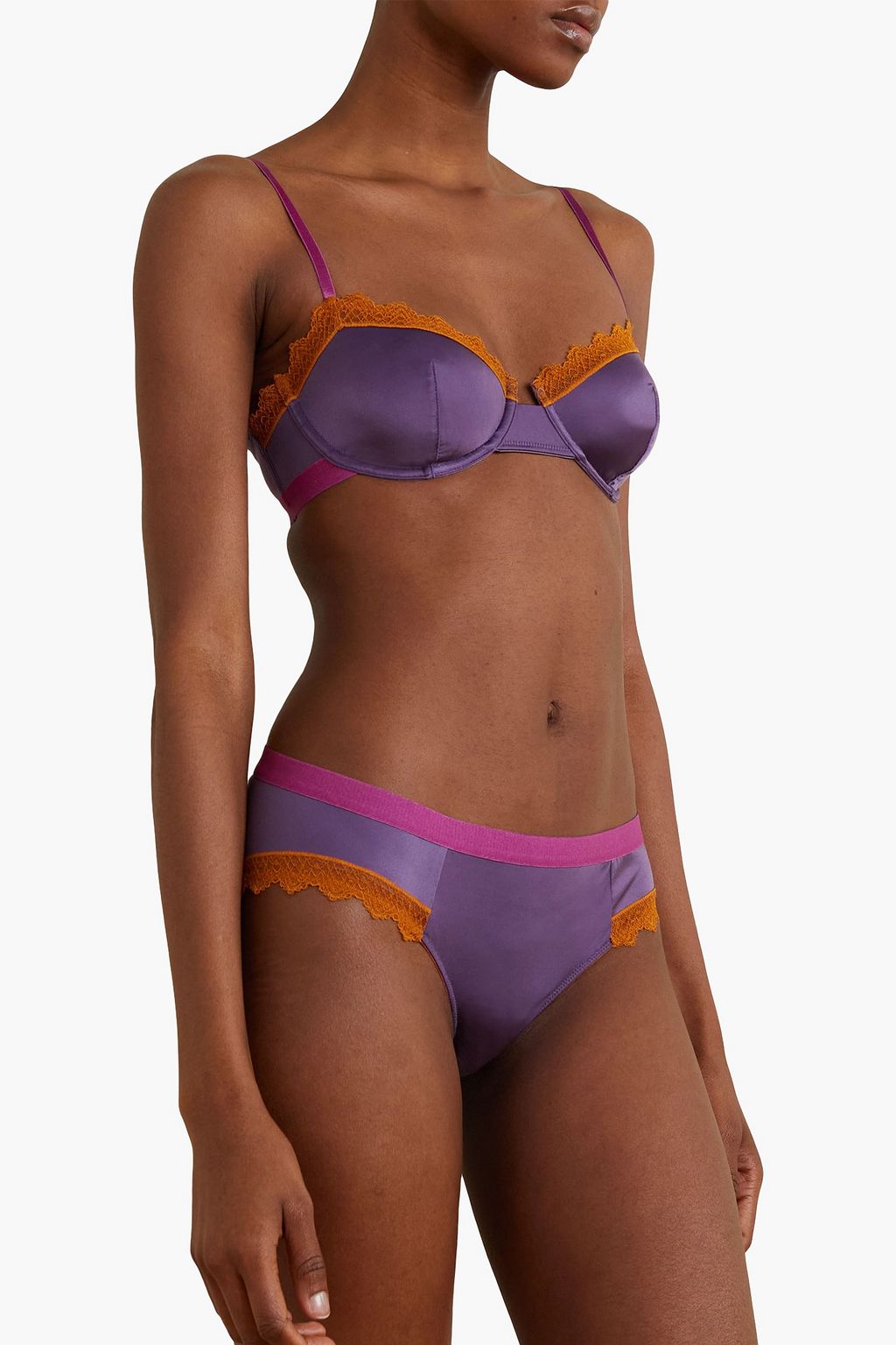 DORA LARSEN Aralie stretch-satin and lace underwired bra